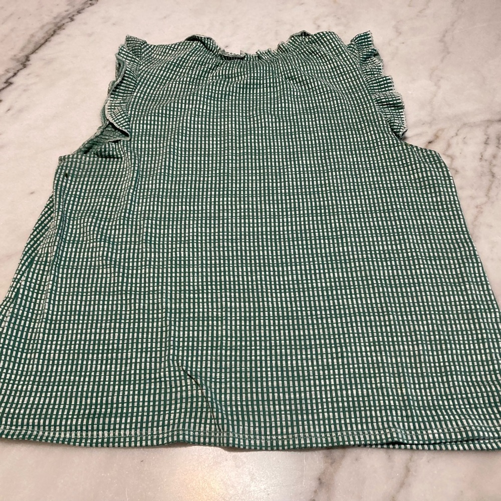 W5‎ Green Checkered Ruffle Blouse - Picture 3 of 3
